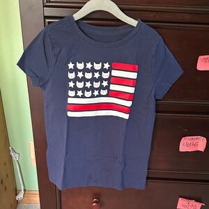 Cat & Jack Blue Tee with Cat and Flag Design